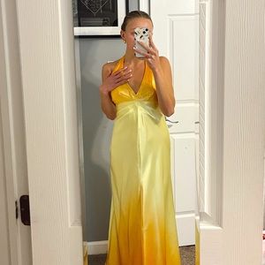 Dave & Johnny Orange & Yellow Ombre Halter Maxi Dress